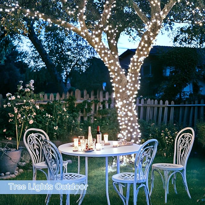 JMEXSUSS 1000 LED White Christmas String Lights Outdoor with Remote, 272 Ft Outdoor String Lights for Outside Patio Garden Bedroom Party Holiday Wedding Decor