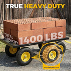 Sekey 1400lbs Heavy Duty Steel Garden Cart for Farm & Construction, 7.7 Cu.Ft. Extra-Large Utility Wagon with Removable Sides, 2-in-1 Towable Handle, 13" Rubber Tires, Black