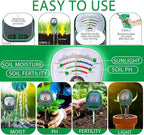 Soil Moisture Meter for Plants, 4-in-1 Soil Tester - pH/Fertility/Sunlight Meter, Large Dial, Indoor/Outdoor Plant Water Monitor, Garden Soil Test Kit for Lawn, Farm, Houseplants