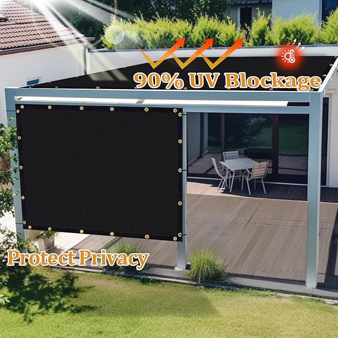 Shade&Beyond Customized Size 19' X 19' Shade Cloth with Grommets, 90% UV Protection UV Protection Mesh Tarp Sun Screens for Patio GN01, Black