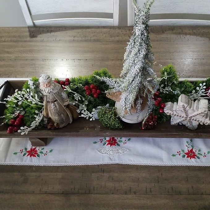 Artificial Pine Branches, Green Leaves Aquarium Plants Alga Greenery Sargassum Bush Faux Shrubs Table Centerpieces Arrangements for Christmas Wreath Garland Gift DIY Wall Front Door Decoration 4 Pacs