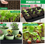 RooTrimmer Seed Starter Tray, 5 Packs Plant Tray, Durable Plastic Growing Trays, Stackable Seedling Starter Trays Perfect for Indoor, Outdoor, Greenhouses, 16.5" L x 13.2" W x 2.8" H - Black