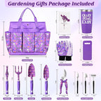 Gardening Gifts for Women, Gardening Tools for Women, 14 PCS Garden Tools Set Kit with Garden Tool Bag, Plant Lover Christmas Mothers Day Birthday Gifts for Mom Grandma Aunt, Purple