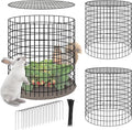 Hi Sasara 3 Sets Wire Plant Protectors Cage,11.8" Dia x 11.8" H,Metal Plant Protector Cage with Round Lids Plant Protector for Keep Rabbits Squirrels Animals Out,Garden Plant Protector with Staples