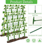 32 x 53 Inch Cucumber Trellis for Climbing Plants Outdoor A-Frame Garden Trellis for Raised Bed Detachable Sturdy Garden Plant Support Trellis for Small Plant Vegetable Flower Grape with Climbing Net