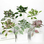 Hollyone Fake Plants 6 Pack Artificial Plants Indoor Faux Plant with White Plastic Pot Small Fake Potted Plant for Home Aesthetic Living Room Bathroom Desk Shelf Office Decor