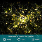 JJGoo Solar Firework Lights, 2 Pack 135 LEDs 2 Lighting Modes Solar Garden Lights Outdoor Waterproof for Yard Patio Walkway Pathway Party Wedding Christmas Decorative - Warm White