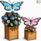 Mixweer 2 Pcs Butterfly Shape Metal Plant Umbrellas for Outdoor Small Plants, 12 in Metal Plant Shade Disk Outdoor Garden Umbrella for Potted Live Decor