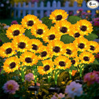 Solar Sunflower Lights Outdoor Garden Decor, 6 Pack Solar Flowers Lights with 36 Sunflowers, Waterproof Decorative Stake Lights Auto ON/Off for Garden Yard Patio Backyard