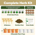 HOME GROWN Gift Herb Kit – 8 Herb Seeds Set with Basil, Cilantro, Mint & More, Complete Indoor Grow Kit for Kitchen, Gardening Gifts for Women & Men, Ideal for Cooking & Home Décor