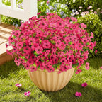 ATTGREAT Artificial Flowers Outdoor Faux Plants UV Resistant Fake Patio Flowers Plastic Greenery Plnats Outside Bulk for Spring Garden Hanging Planter Home Vase Decor, 24 Bundles (Rose Red)