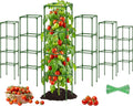 6 Pack Square Tomato Cages for Garden, 60 Inch Adjustable Tomato Stakes, Metal Tomato Trellis, Garden Plant Support for Potted Climbing Plants, Vegetables Flowers Fruits, Raised Garden Bed
