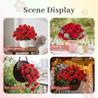 Der Rose 6 Pack Red Artificial Geraniums Flowers for Outdoors UV Resistant Faux Flowers for Outdoor Planters Window Boxes Patio Cemetery Porch Decor