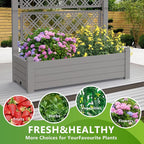 Durable Resin Raised Garden Bed with Drainage Holes & Reinforced Corners - Lightweight Flower Boxes Outdoor for Vegetables, Herbs, and Patio Garden Enclosure System (Grey, 43.43 * 18.27 * 59.29)