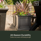 Mayne Fairfield 20-Inch Square Planter – Self-Watering, Weather-Resistant Planter for Flowers – Durable Outdoor Design for Patio, Porch, or Entryway, Espresso
