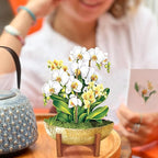 Freshcut Paper Pop Up Cards, Mini Serenity Orchid, 6 Inch Mini Sized Paper House Plants 3D Popup Greeting Card, Birthday Card, Get Well Gifts, Blank Notecard & Envelope