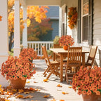 Ouddy Decor 24 Bundles Artificial Fall Flowers for Outdoors Fake Mums Fall Silk Flowers UV Resistant Faux Plastic Plants for Indoor Outdoor Vase Box Garden Porch Window Box Home Autumn Decor, Orange