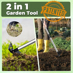 NICOFPHY Weed Puller Tool with Long Handle - 60" Manual Weeder Remover Tool, 2 in 1 Hand Weed Rake and Garden Hoe for Gardening, Heavy Duty Uprooting Weeding Pull for Yard, Lawn, Patio and Garden