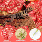 QUOZUO 2 Pack Reptile Plants for Terrarium, Artificial Leaves Habitat Decorations with Suction Cups, Terrarium Hanging Plants Vines for Bearded Dragons Lizards Snake Geckos Frogs - Red
