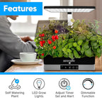 SereneLife Smart Starter Kit-Hydroponic Herb Garden Indoor Plant System w/Height Adjustable LED Grow Lights, 6 pods, 3 Modes-Home Kitchen, Bedroom, Office SLGLF130 (Black)