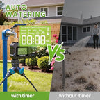 HIRALIY 360° Adjustable Drip Irrigation System 100FT with Timer, 1/4" Tubing and Adjustable Copper Nozzles, Automatic Atomizing Watering Kit for Garden, Yard, Lawn, Greenhouse & Potted Plants