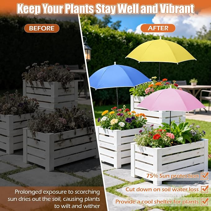 Tryly Plant Umbrellas for Outdoor Plants, Garden Umbrella Shade for Potted Plants and Garden Beds, Provide Shade to ‌Defend Plants From Blazing Sun