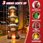 twinbling Christmas Highland Cow Decor with Solar Light Triple Highland Cow Christmas Decorations Gifts for Women Mom Funny Highland Cows Garden Statues for Garden Patio Lawn Yard Decor