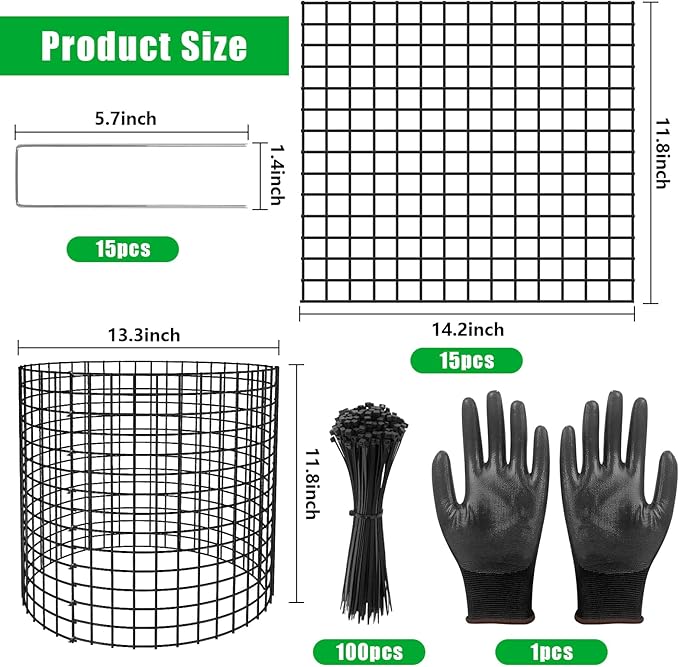 5 Pack Plant Protector from Animals, 13x12 inch Wire Plant Cages Mesh Plant Cage Garden Plant Protector, Sturdy Bunny Barricades Chicken Wire Cloche Plant Protectors for Keeping Bunny Animals Out