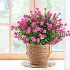 RECUTMS Faux Flowers Artificial Plants & Flowers Boxwood Springs Artificial Outdoor Flowers UV Resistant Boxwood Greenery Artificial Uv Resistant Outdoor Plants Fake Greenery Stems(Pink)