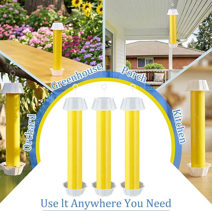 Qualirey 8 Pcs Fly Traps for Indoor Outdoor Hanging Fruit Fly Stick Trap Sticky Mosquito for Home Insect 10 x 2.5 Inches (Bright,Yellow)