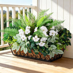 Hrobek Outdoor Faux Plants UV Resistant - 8 Bouquets Realistic Artificial Eucalyptus Fern Morning Glory Greenery for Patio Garden Front Porch Decor Weatherproof Fake Plants for Outside