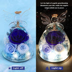 FIACO Gifts for Women Birthday Preserved Rose Forever Flower in Glass Angel Figurines Fresh Flowers for Delivery Prime for Mom Real Roses for Grandma Sister Wife Her from Daughter