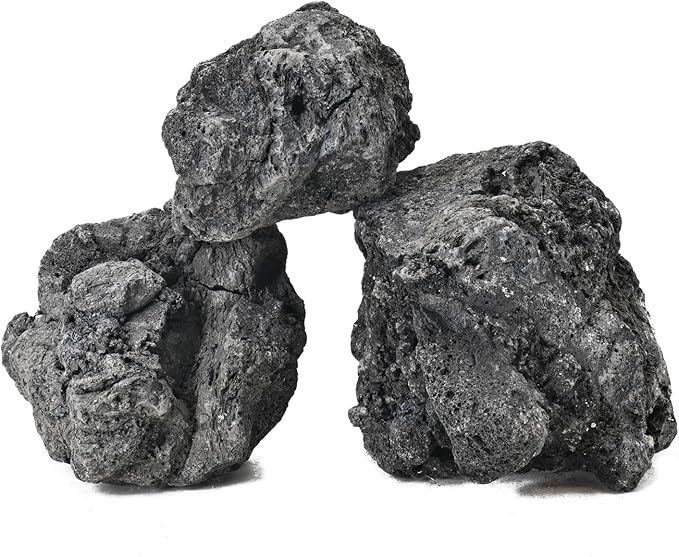 Black Lava Rocks for Aquarium Fire Pit Succulent Planters Bonsai Landscaping Garden Décor 5lb Lava Stone for Fish and Plants(3pcs 4-6 inches)
