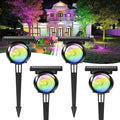 Monocular Solar Spot Lights Outdoor Waterproof, RGB+3CCT Solar Tree Spotlight, Bright Solar Uplights for Halloween Decorations Outdoor, Multicolor Garden Yard Landscape Path Lights [4Pack]