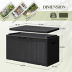 Greesum 100 Gallon Resin Deck Box Large Outdoor Storage with Cushions for Patio Furniture, Garden Tools, Pool Supplies, Weatherproof and UV Resistant, Lockable, Black