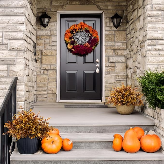 8pack Fall Fake Fern Plants Faux Boston Ferns UV Resistant Greenery for Outdoor Front Porch Artificial Ferns Stems for Indoor Home Porch Garden Window Box Autumn Decor
