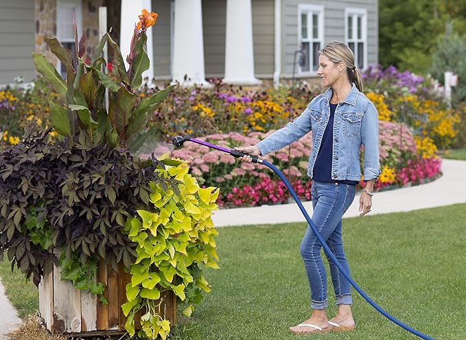Dramm RainSelect Rain Wand – 16 Inch Aluminum Watering Wand with 9-Pattern Adjustable Spray Head & One Touch Thumb Control Valve – Garden Hose Wand for Containers, Raised Beds– Green