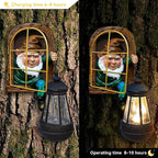 Garden Gnomes Statues with Solar Lantern Christmas Decorations, Outdoor Tree Hugger Gnome Decor Statue, Tree Face Figurines for Fence Wall Yard Home Birthday Gifts for Mum, Women