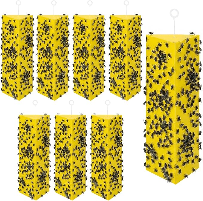 8 Pack Sticky Fly Traps, Fly Traps Outdoor/Indoor, Fly Stick, Fruit Fly Trap, Flying Insect Catcher Gnat Trap Killer for Flying Plant Insect Such as Mosquitos, Aphids, Leafminers, Fungus Gnats