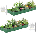 DWVO 2pcs 12 x 4 x 1 FT Raised Garden Bed Kit, Outdoor Galvanized Flower Bed with Safety Rubber and Gloves, Large Metal Planter Box for Vegetables, Flowers, Herbs, Fruits, Green