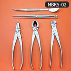 TianBonsai Bonsai Tools 5-Piece Alloy Steel Bonsai tool Kit In Cluding 205mm Wire Cutter / 205mm Round Edge Cutter / 205mm Jin Plier / 200mm Straight Root Hook/Tweezers( NBK5-02)