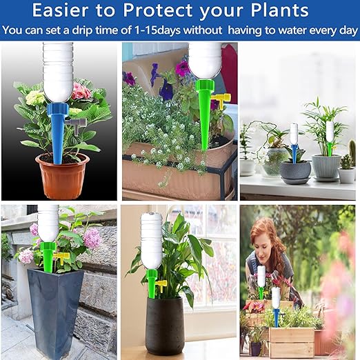 Self Watering Spikes 24 PCS, Auto Plant Watering Devices with Adjustable Release Control Valve Switch,Suitable for Indoor and Outdoor Plants Use