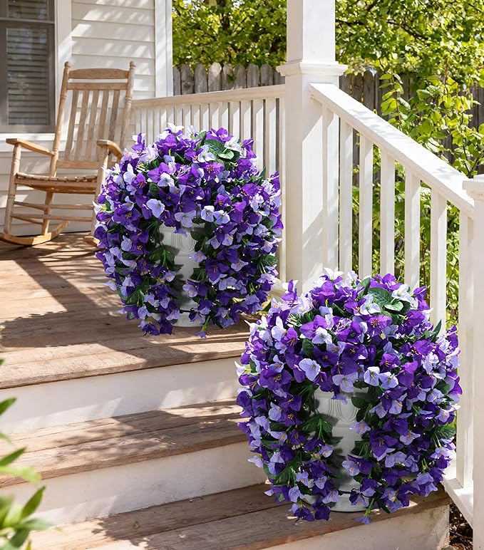 Faux Bougainvillea Artificial Flowers Plants for Outdoor Outside Spring Decoration, 2pcs Fake Silk Long Trailing Vines UV Resistant Realistic for Front Door Porch Planter Urn Patio Balcony Yard, Mix