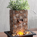 Kalona Tabletop Waterfall Fountain, Zen Fountain for Home Office Decor with LED Lights, Relaxing Indoor Water Feature with Realistic Stone Look for Meditation(23111)