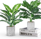 Der Rose 2 Pack Fake Plants Artificial Potted Faux Plants Indoor for Office Desk Home Farmhouse Decor