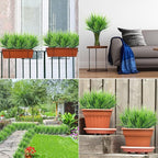 Ouddy Decor 12 Bundles Artificial Wheat Grass Outdoor UV Resistant Greenery Stems Plastic Shrubs for Garden Farmhouse Front Porch Window Box Home Decor