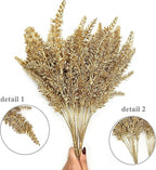 PASYOU Artificial Gold Plants Decor, Plastic Grass Faux Shrubs Simulation Lavender Leaves Indoor Outdoor Home Garden Planter Filler Party Hotel Verandah Wedding DIY Decoration - Golden 4 Pack
