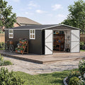 Polar Aurora 12x18 FT Outdoor Storage Shed, Garden Shed with Window, Updated Frame Structure and Lockable Doors, Metal Tool Sheds for Backyard Garden Patio Lawn, Black