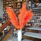 Premium Faux Orange Pampas Grass – 43.3" Tall Fluffy Decor, 8pcs 18-Branch One-Piece Stems No Assembly, Luxury Silk-Feel Feather Flowers for Boho Wedding Home Decor (Tangerine, 8 Stems / 110cm)