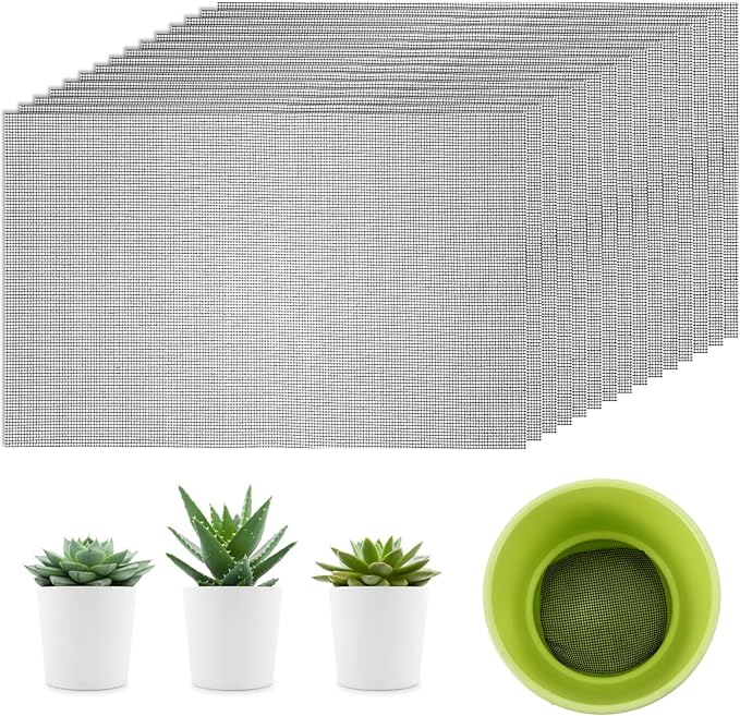 20 PCS Flower Pot Hole Mesh Pad Drainage Screens Plant Succulent Potting Mat Bonsai Meshes Pots Substrate Barrier Plants Screen Mesh Plant Pots Drainage Meshes for Preventing Soil Leakage